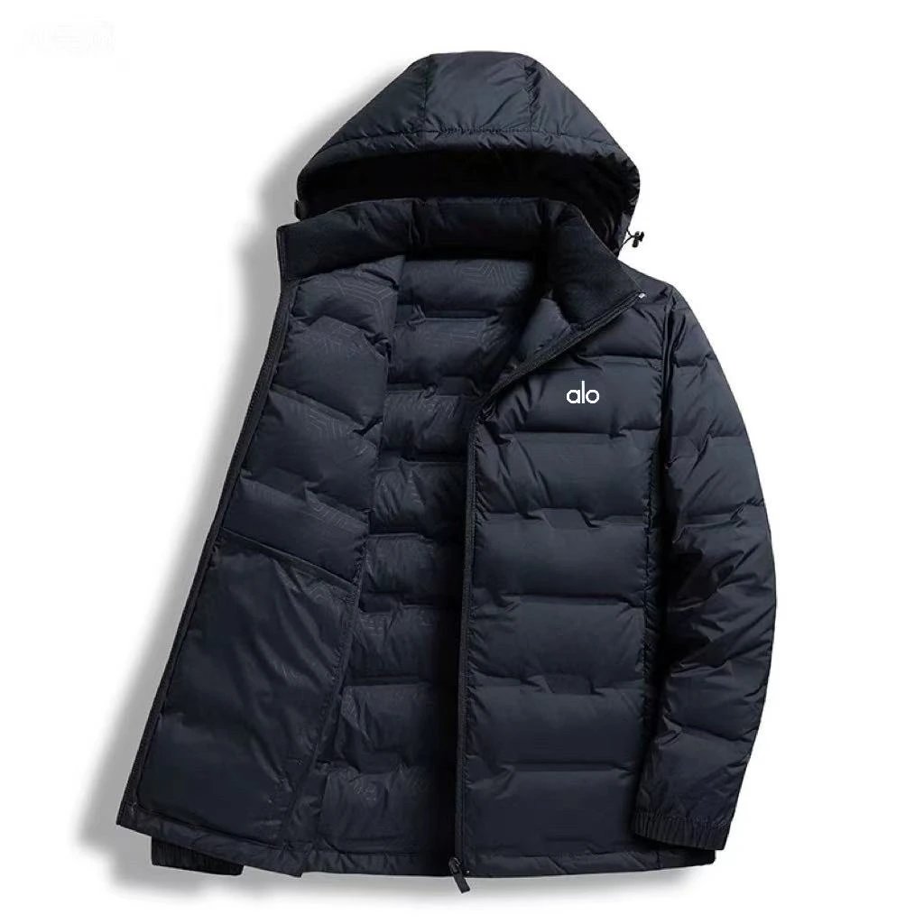 Alo Down Jackets Hooded quilted puffer — Men's dark blue
