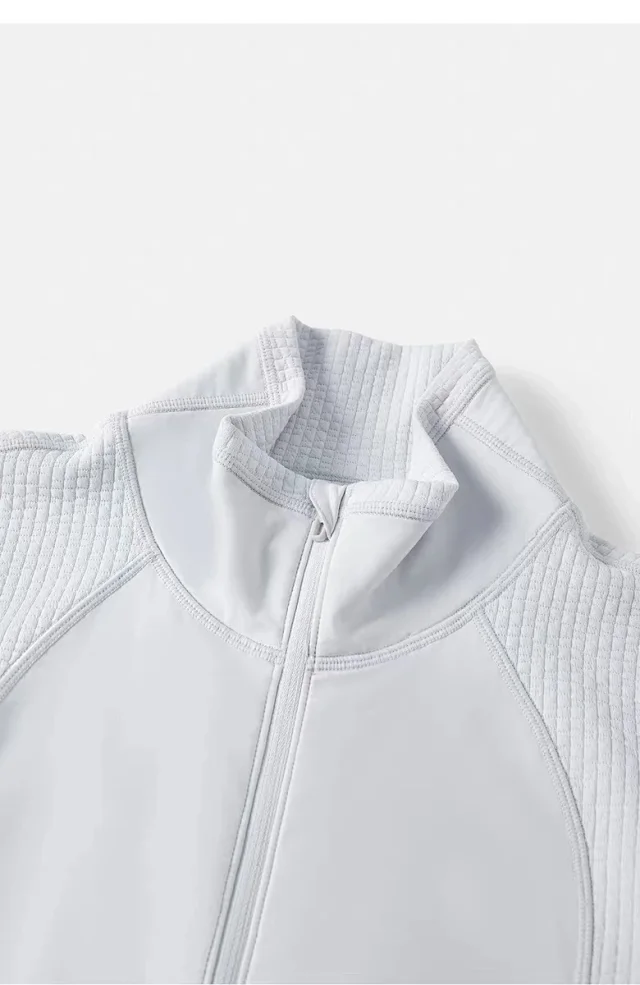 Alo Jackets Full-Zip High-Collar Jacket with Textured Sleeves product detail image 29