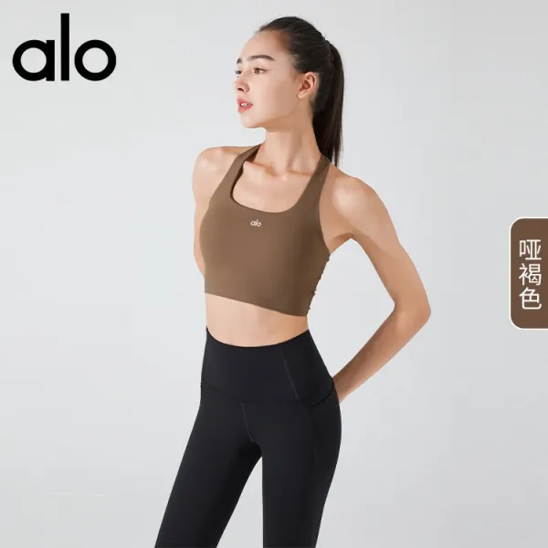 Alo Yoga High-Neck Crop Top and High-Waisted Leggings Set Butter Yellow Activewear - 7