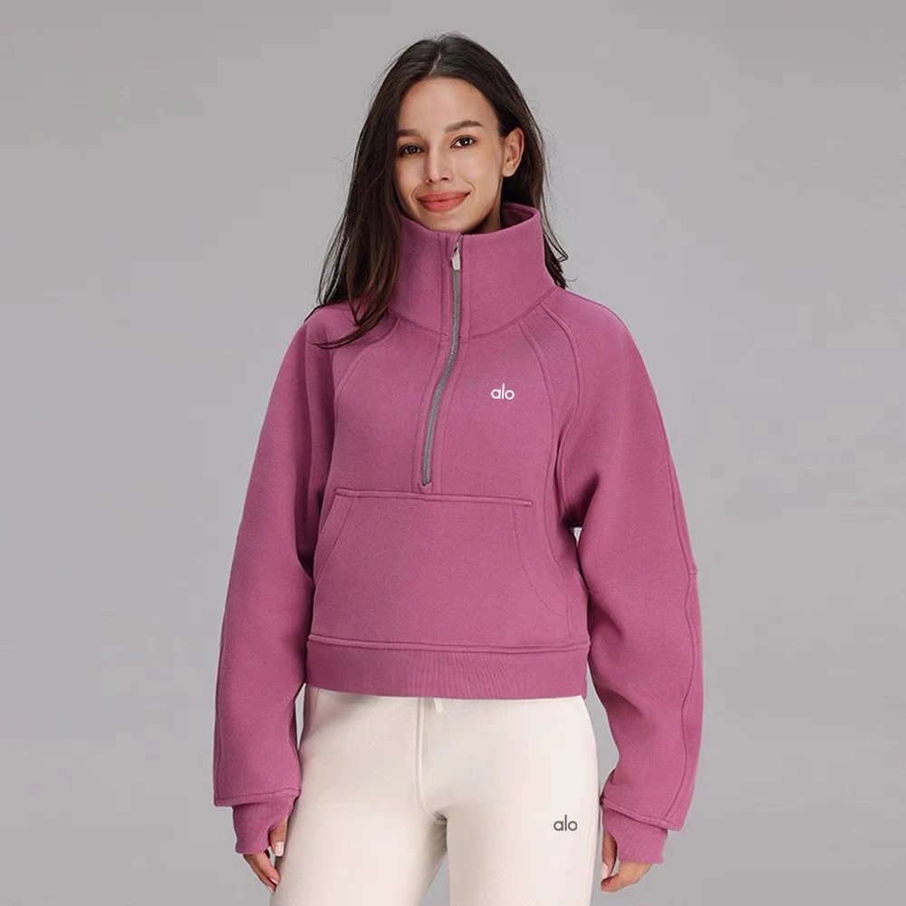 Alo Hoodies & Sweatshirts Fleece Half-Zip Pullover Sweatshirt with Kangaroo Pocket image 4