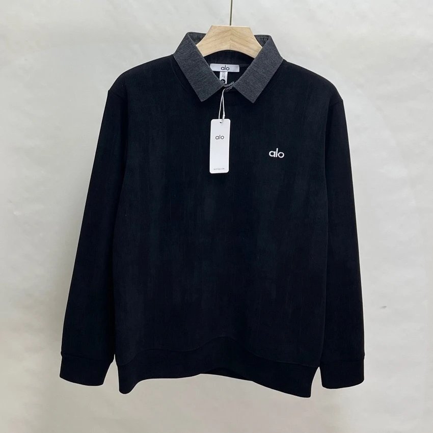 Alo Hoodies & Sweatshirts Contrast Collar Sweatshirt — Black