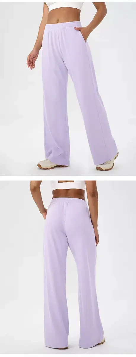 Alo Yoga Trousers Wide-Leg Waffle-Knit Sweatpants product detail image 14