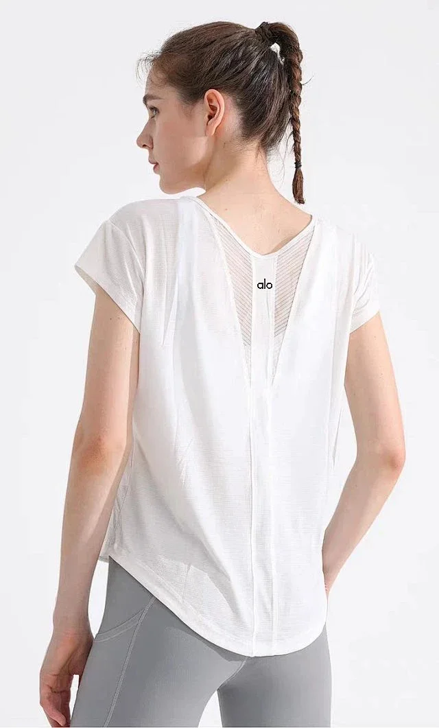 Alo Yoga T-Shirts Women's short-sleeve mesh-back athletic T-shirt product detail image 19
