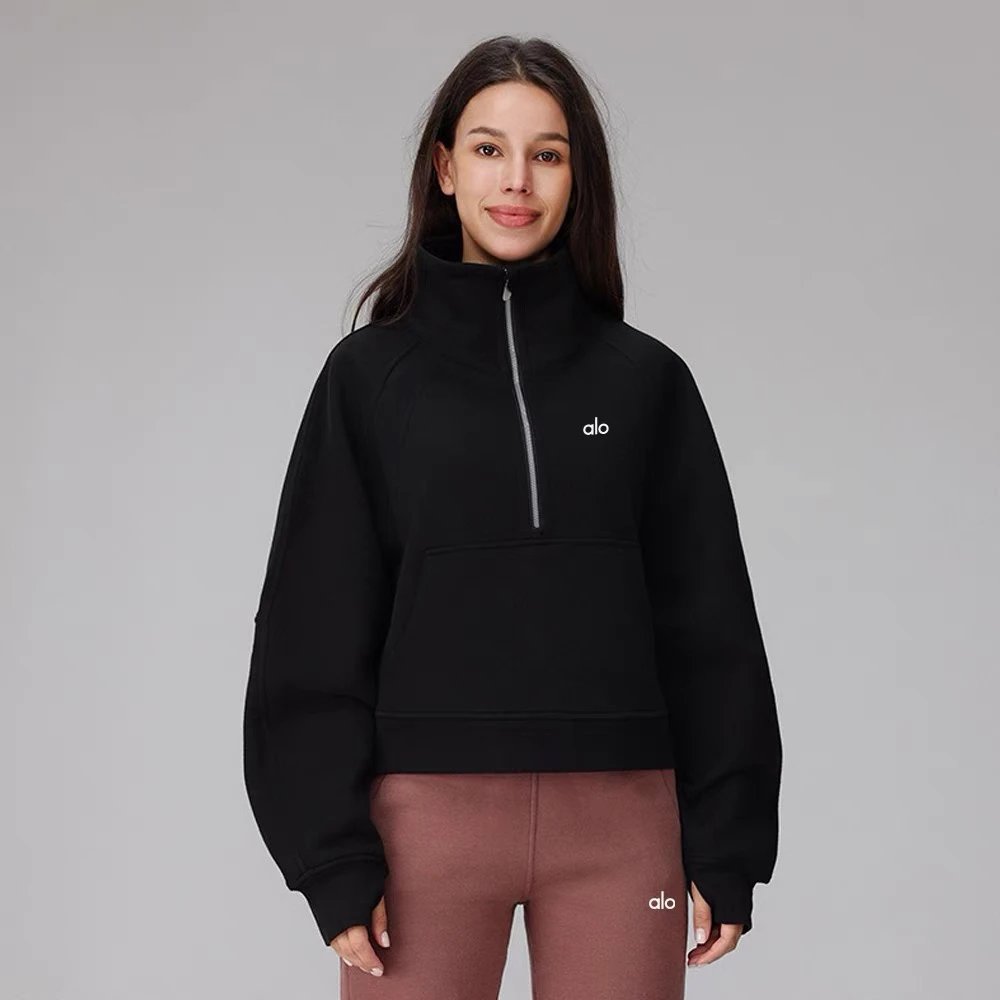 Alo Hoodies & Sweatshirts Fleece Half-Zip Pullover Sweatshirt with Kangaroo Pocket image 2