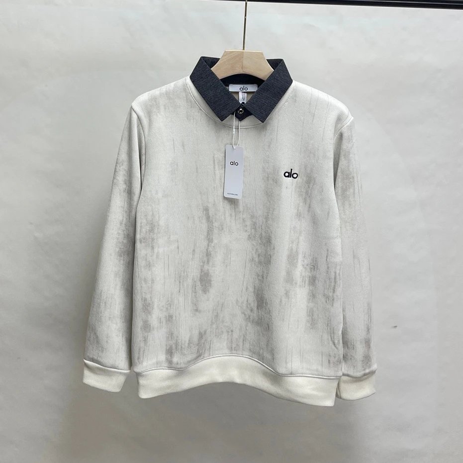 Alo Hoodies & Sweatshirts Contrast Collar Sweatshirt — white
