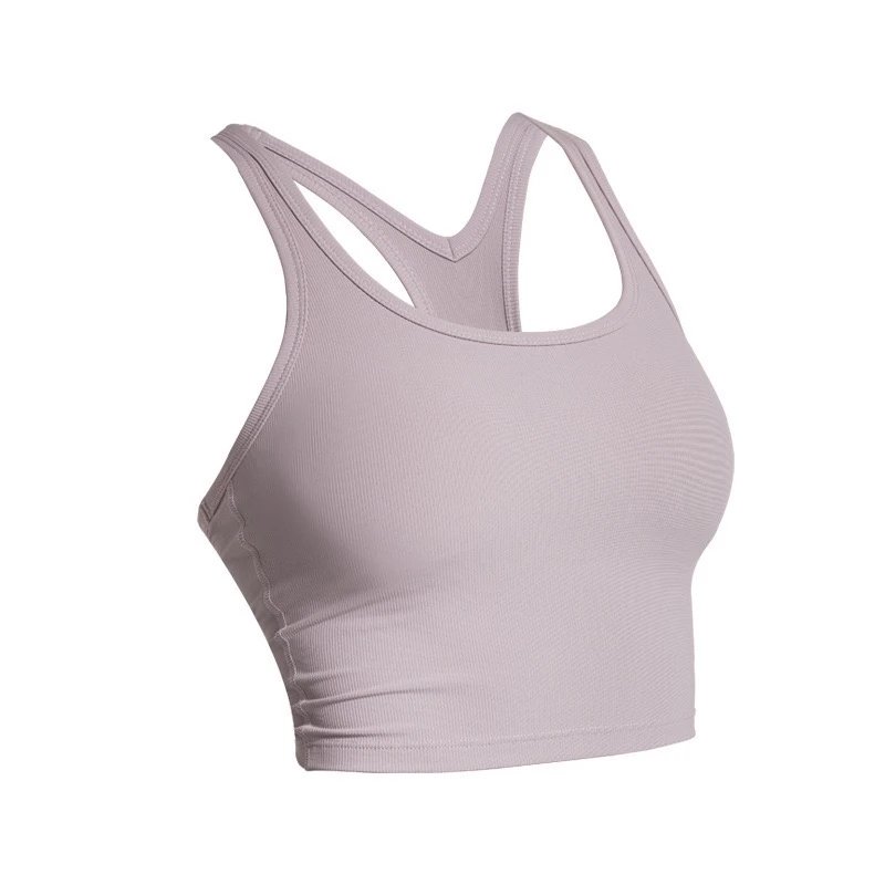 Alo Underwear Racerback longline sports bra with removable pads — Clove gray