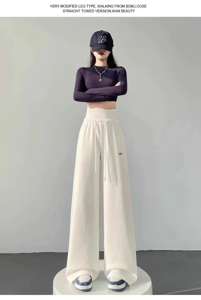 Alo Trousers High-waisted wide-leg drawstring sweatpants product detail image 18