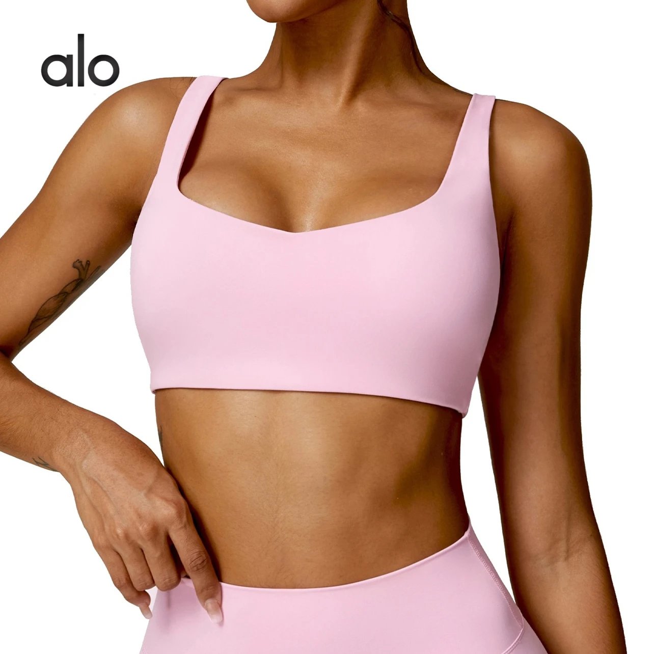 ALO Sports Bra High Impact Racerback Yoga Tank Top Quick-Dry Workout Bra Women's Seamless Fitness Vest