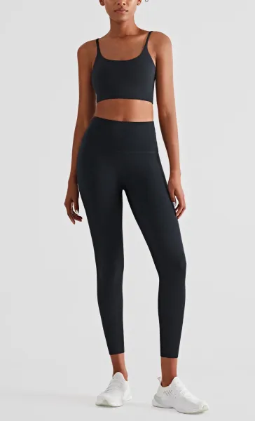 Design Seamless Crop Top and High-Waist Leggings Set Burgundy Activewear - 28