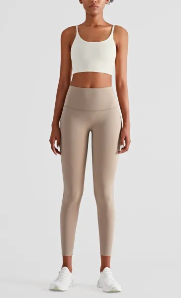 Design Seamless Crop Top and High-Waist Leggings Set Burgundy Activewear - 27