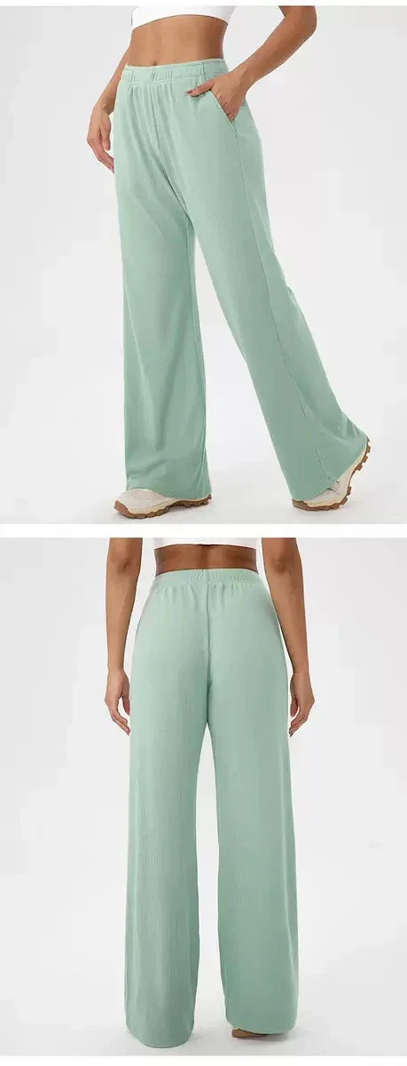 Alo Yoga Trousers Wide-Leg Waffle-Knit Sweatpants product detail image 16