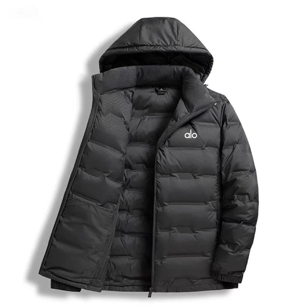 Alo Down Jackets Hooded quilted puffer — Men’s gray