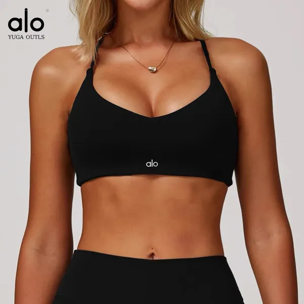 Alo Yoga Outls Black Low-Impact Sports Bra Activewear - 6