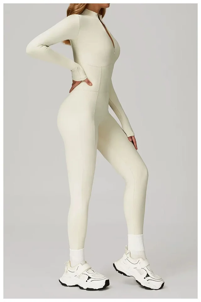 Alo Jumpsuits Long-Sleeve Stand-Collar Zip-Front Activewear Jumpsuit product detail image 19