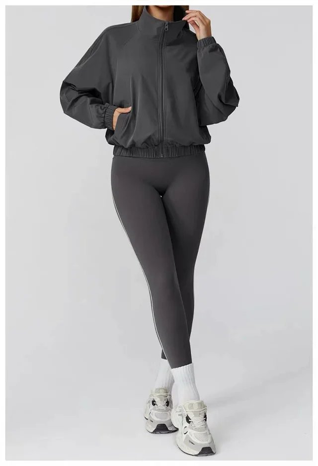 Alo Yoga Jackets Cropped Zip-Up Jacket with Stand Collar product detail image 26