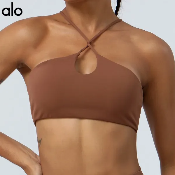 Alo Halter Cutout Sports Bra Gray Activewear - 7