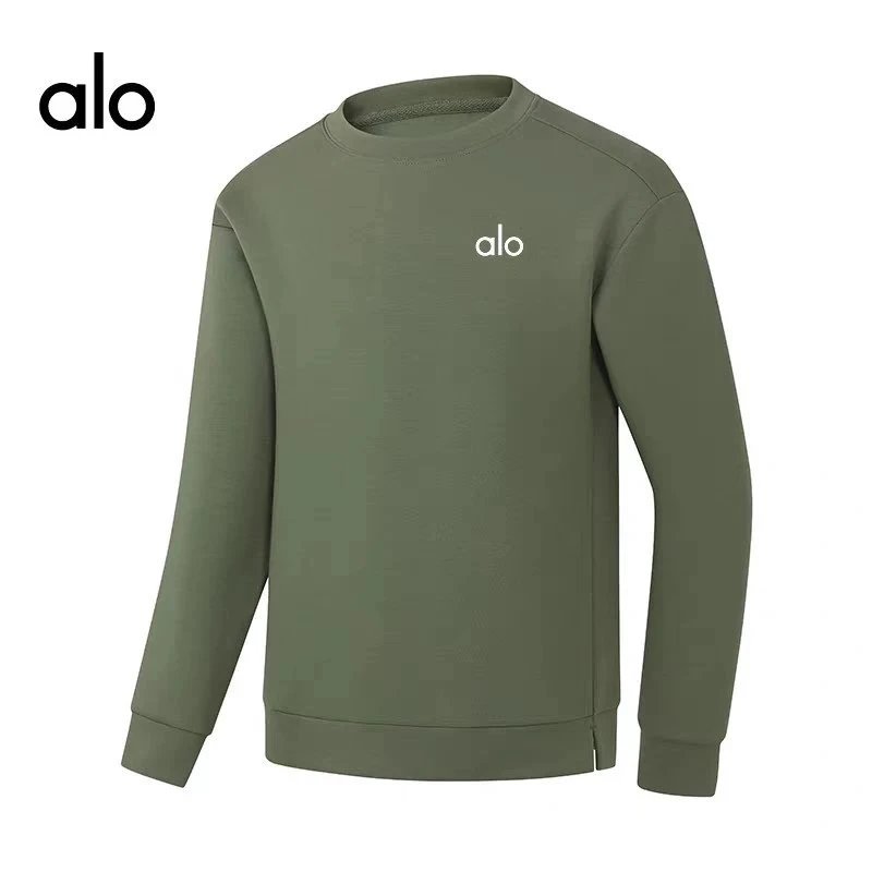Alo Hoodies & Sweatshirts Logo Crewneck Sweatshirt with Side Hem Slit image 2