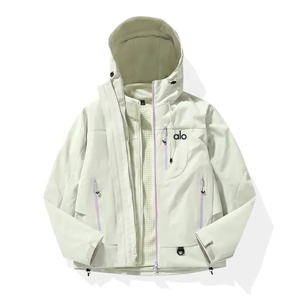 Alo Cloud Light Hooded Jacket Off-White with Lavender Accents Outerwear - 1
