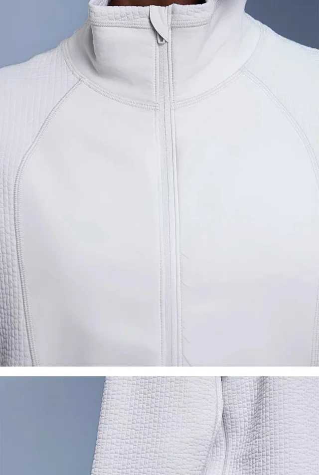 Alo Jackets Full-Zip High-Collar Jacket with Textured Sleeves product detail image 20