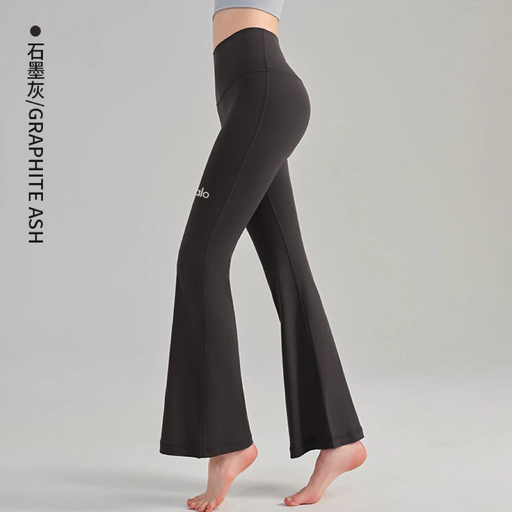 Alo Yoga Trousers High-Waisted Flared Pants — Graphite gray