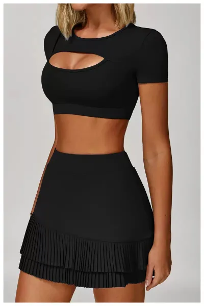 Design Cutout Crop Top Pink Activewear - 16