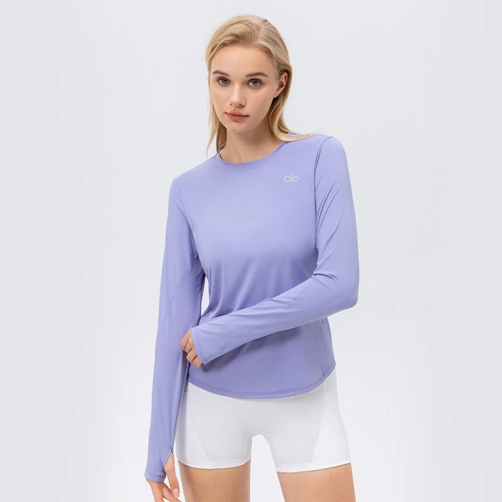 Alo Yoga Shirts Long-Sleeve Thumbhole Shirt with Curved Hem image 7
