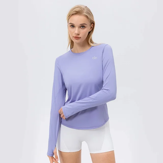 Alo Yoga Shirts Long-Sleeve Thumbhole Shirt with Curved Hem product detail image 7