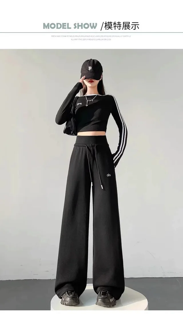 Alo Trousers High-waisted wide-leg drawstring sweatpants product detail image 12