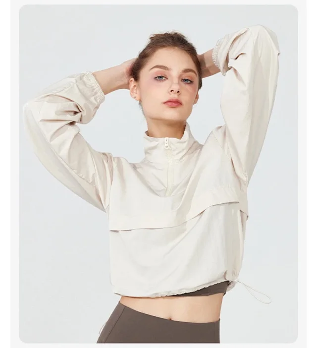 Alo Yoga Jackets Cropped half-zip pullover windbreaker product detail image 21
