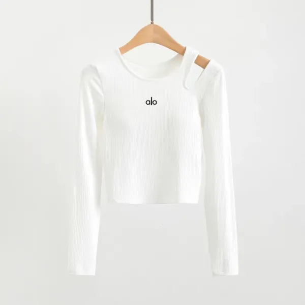 Alo Cut-Out Ribbed Cropped Long-Sleeve Top Black - 34