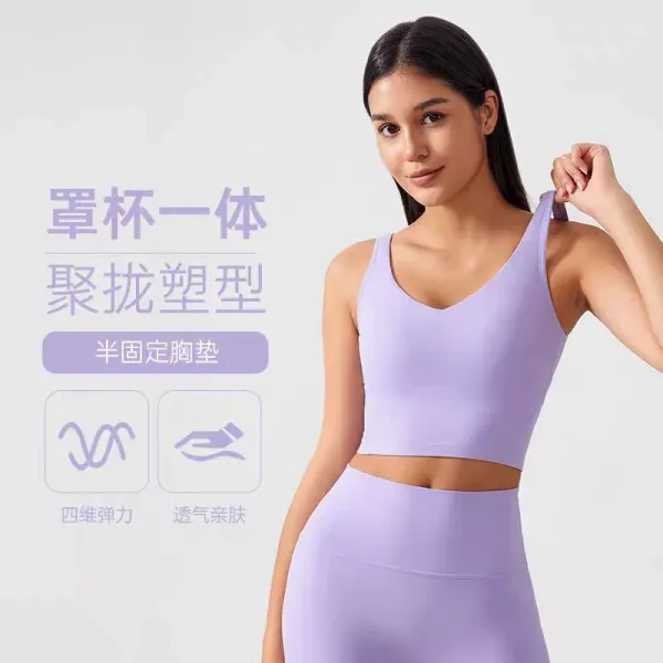Design Cropped Sports Bra and High-Waisted Leggings Set Khaki Green Activewear - 43