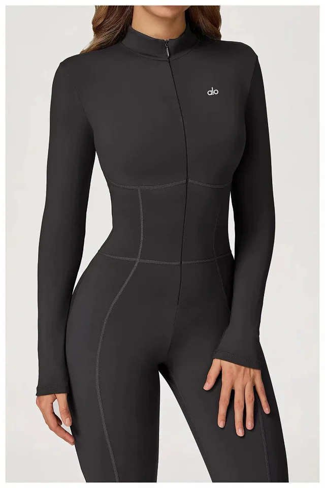 Alo Jumpsuits Long-Sleeve Stand-Collar Zip-Front Activewear Jumpsuit product detail image 31
