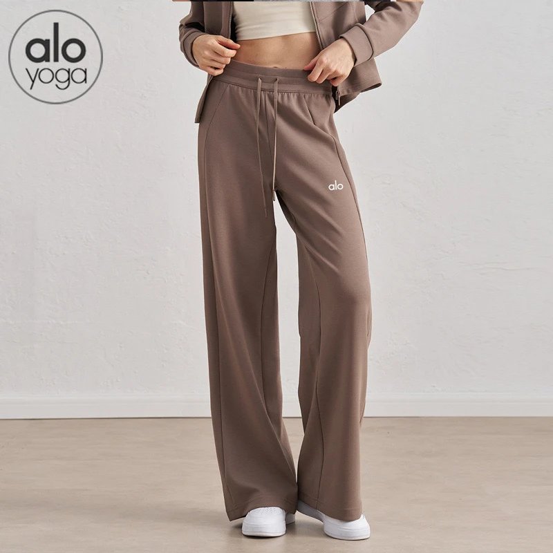 Alo Yoga Trousers Drawstring wide-leg — Mocha Brown
