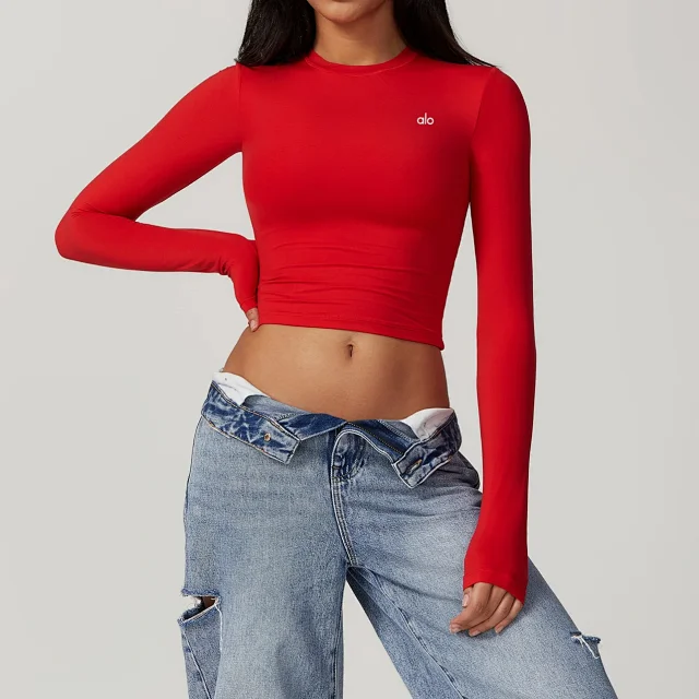 Alo Shirts Cropped crew-neck long-sleeve top product detail image 10