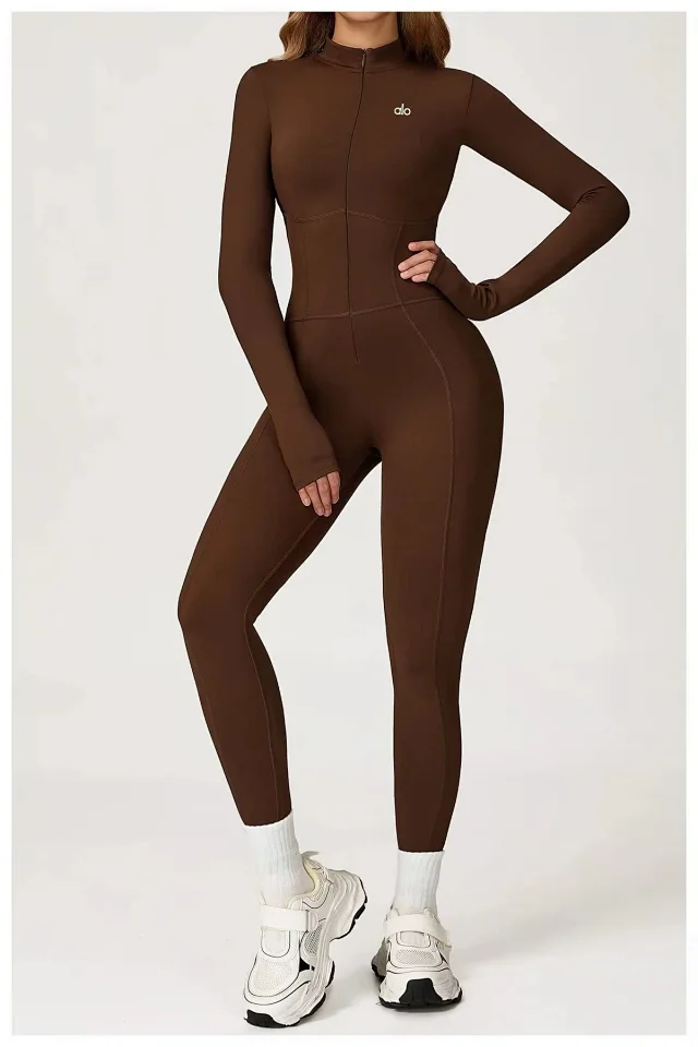 Alo Jumpsuits Long-Sleeve Stand-Collar Zip-Front Activewear Jumpsuit product detail image 28