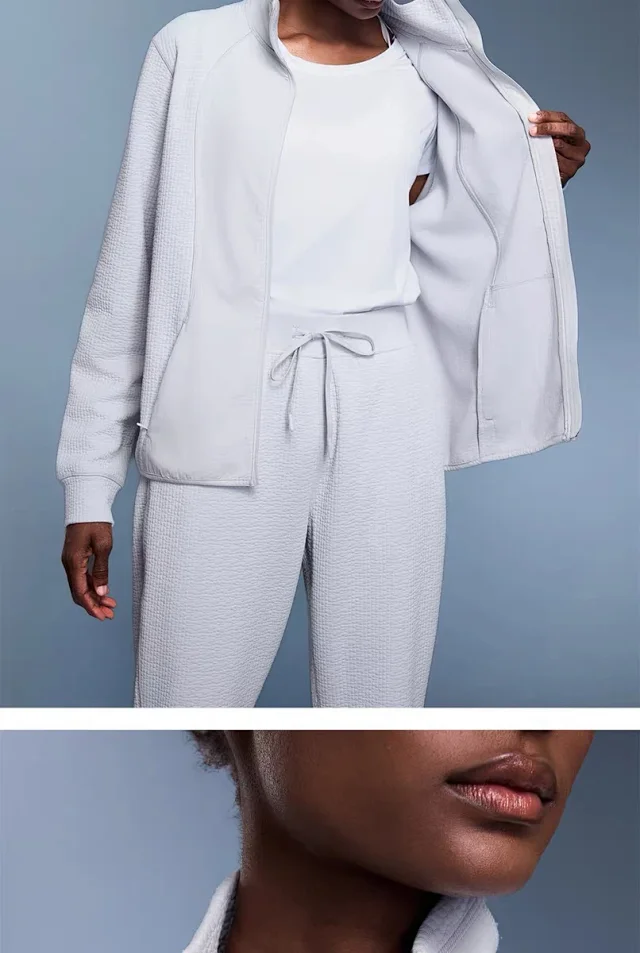 Alo Jackets Full-Zip High-Collar Jacket with Textured Sleeves product detail image 19
