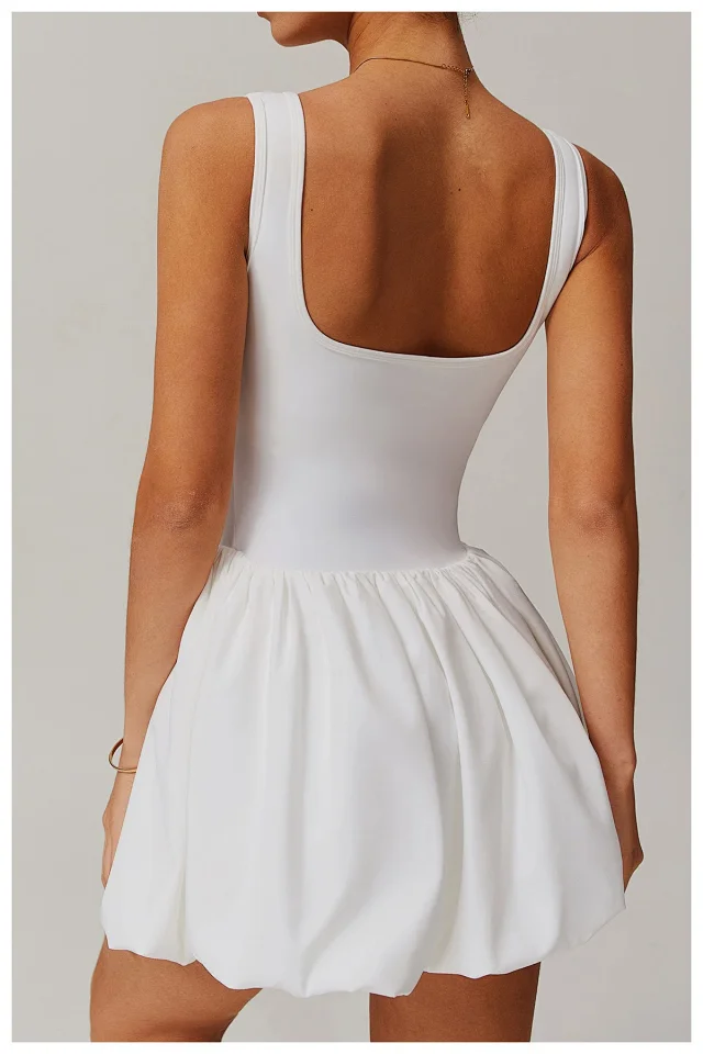 Alo Yoga Dresses Square-Neck Bubble-Skirt Athletic Dress with Built-In Shorts product detail image 18