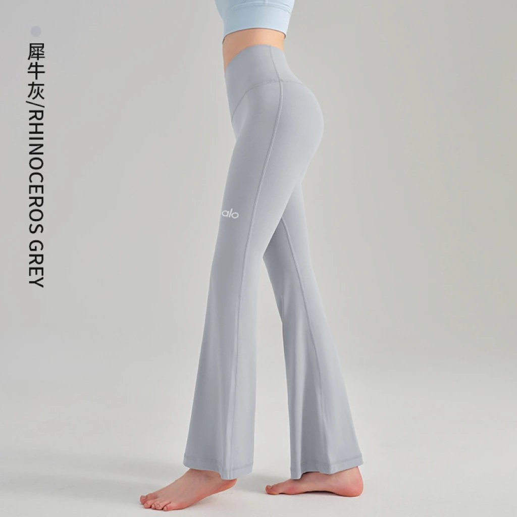 Alo Yoga Trousers High-Waisted Flared Pants — Rhinoceros Gray
