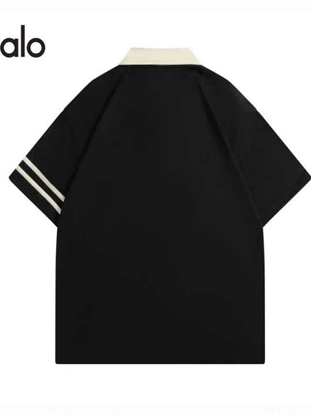 Alo Polo Beige with Green Collar and Stripes Polo Polo Shirt - 7