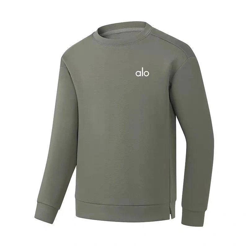 Alo Hoodies & Sweatshirts Logo Crewneck Sweatshirt with Side Hem Slit image 9