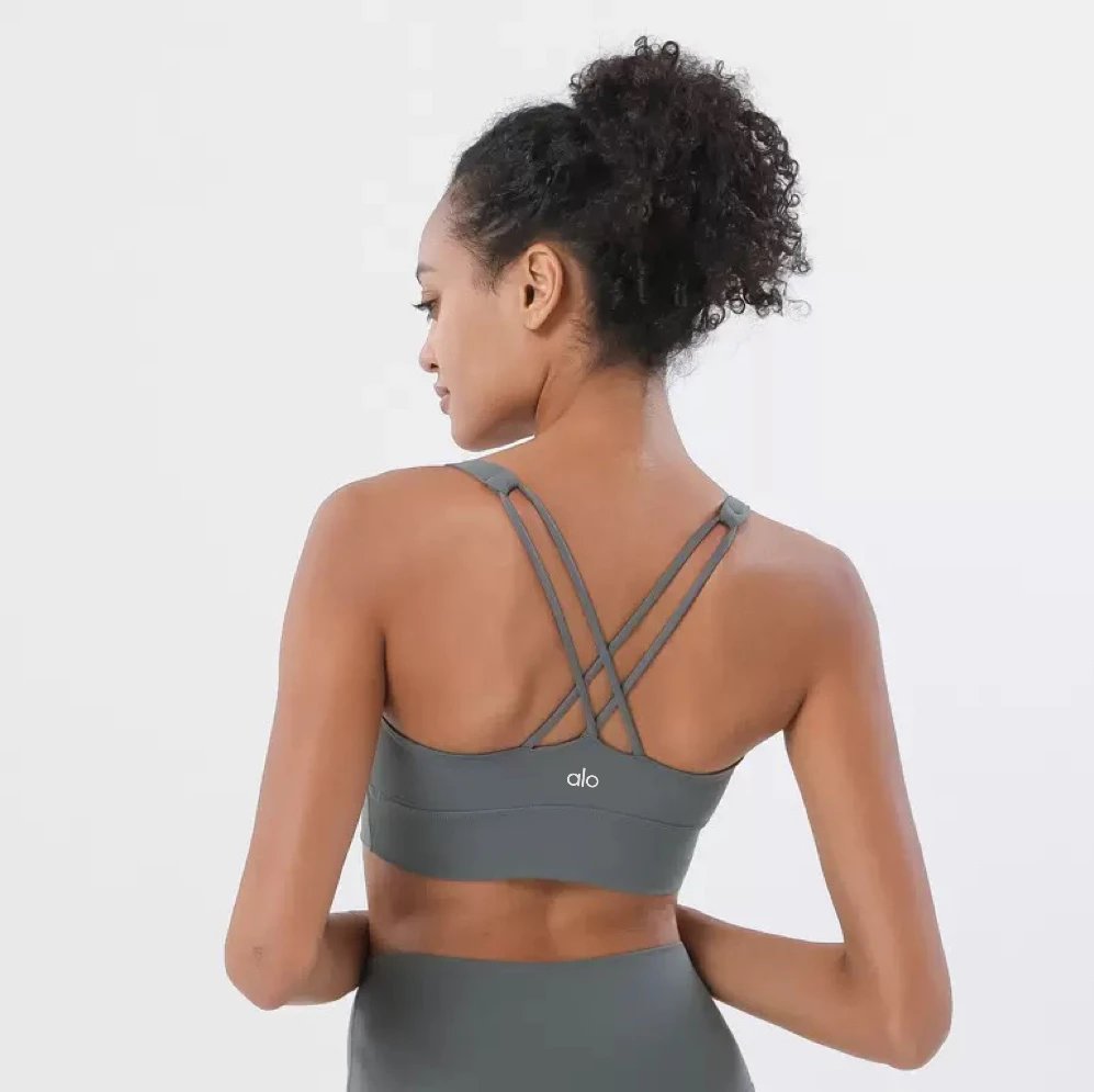 Alo Underwear Crisscross Back Sports Bra — green bamboo green