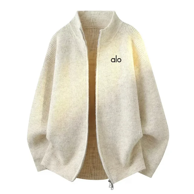 Alo Knitwear Zip-Up Stand-Collar Knit Cardigan product detail image 1