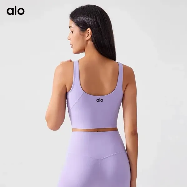 Design Cropped Sports Bra and High-Waisted Leggings Set Khaki Green Activewear - 4