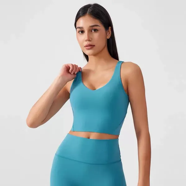 Design Cropped Sports Bra and High-Waisted Leggings Set Khaki Green Activewear - 45