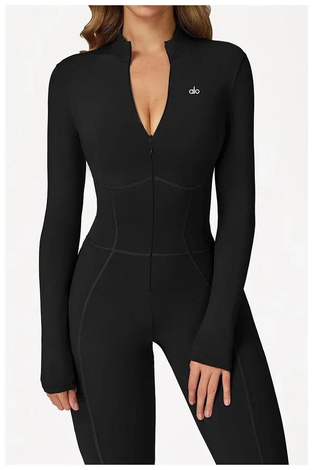 Alo Jumpsuits Long-Sleeve Stand-Collar Zip-Front Activewear Jumpsuit product detail image 36