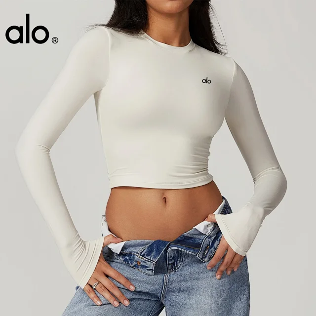 Alo Shirts Cropped crew-neck long-sleeve top product detail image 4