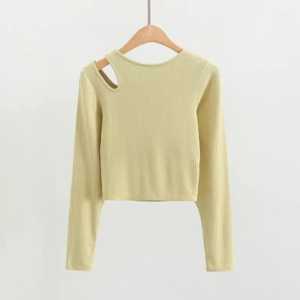 Alo Cut-Out Ribbed Cropped Long-Sleeve Top Black - 30