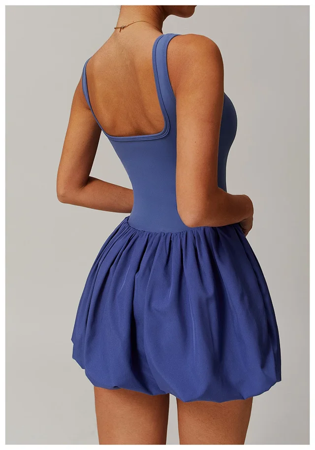 Alo Yoga Dresses Square-Neck Bubble-Skirt Athletic Dress with Built-In Shorts product detail image 22