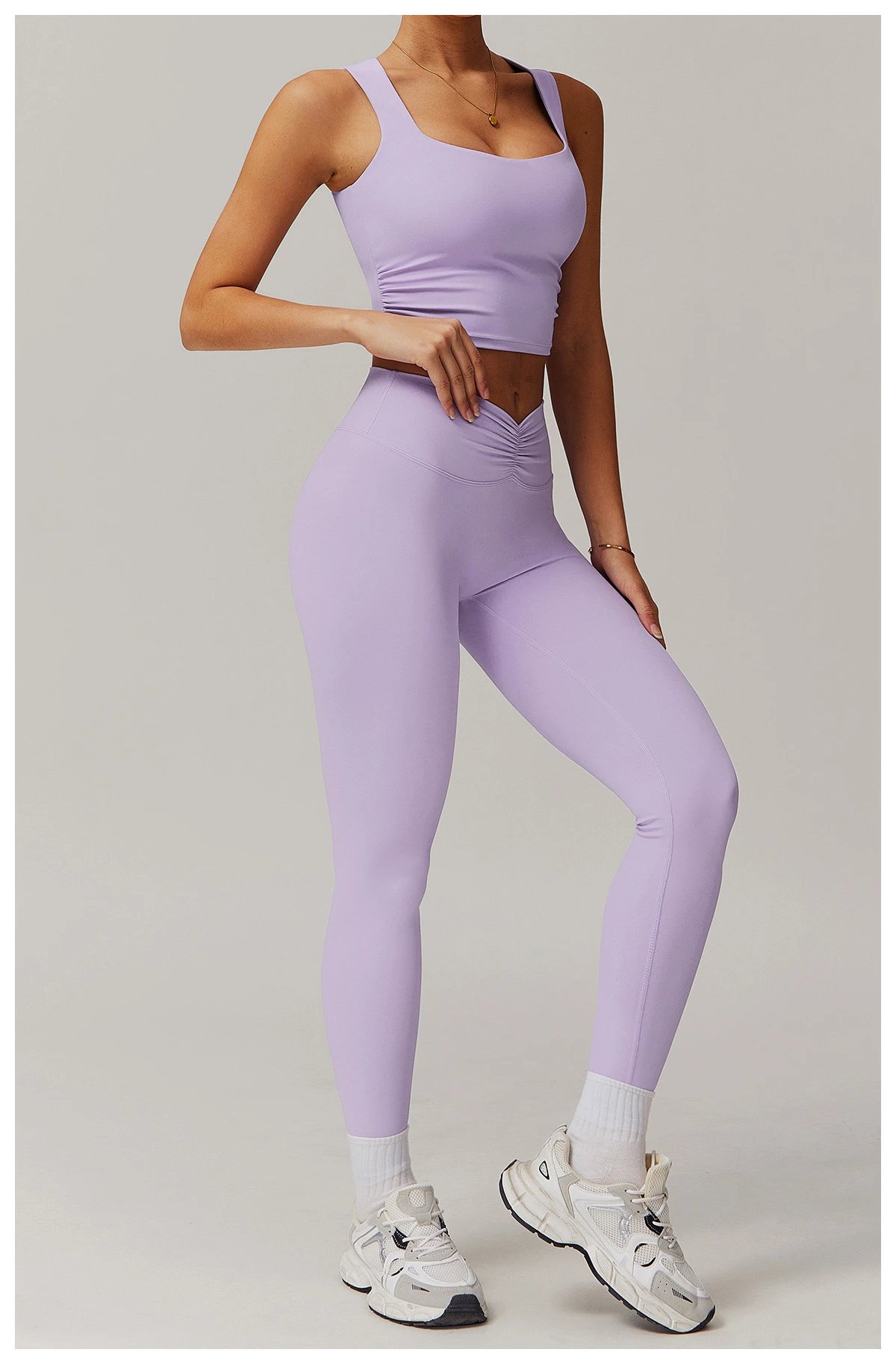 Design Square Neck Ruched Crop Top in Sky Blue Activewear - 27