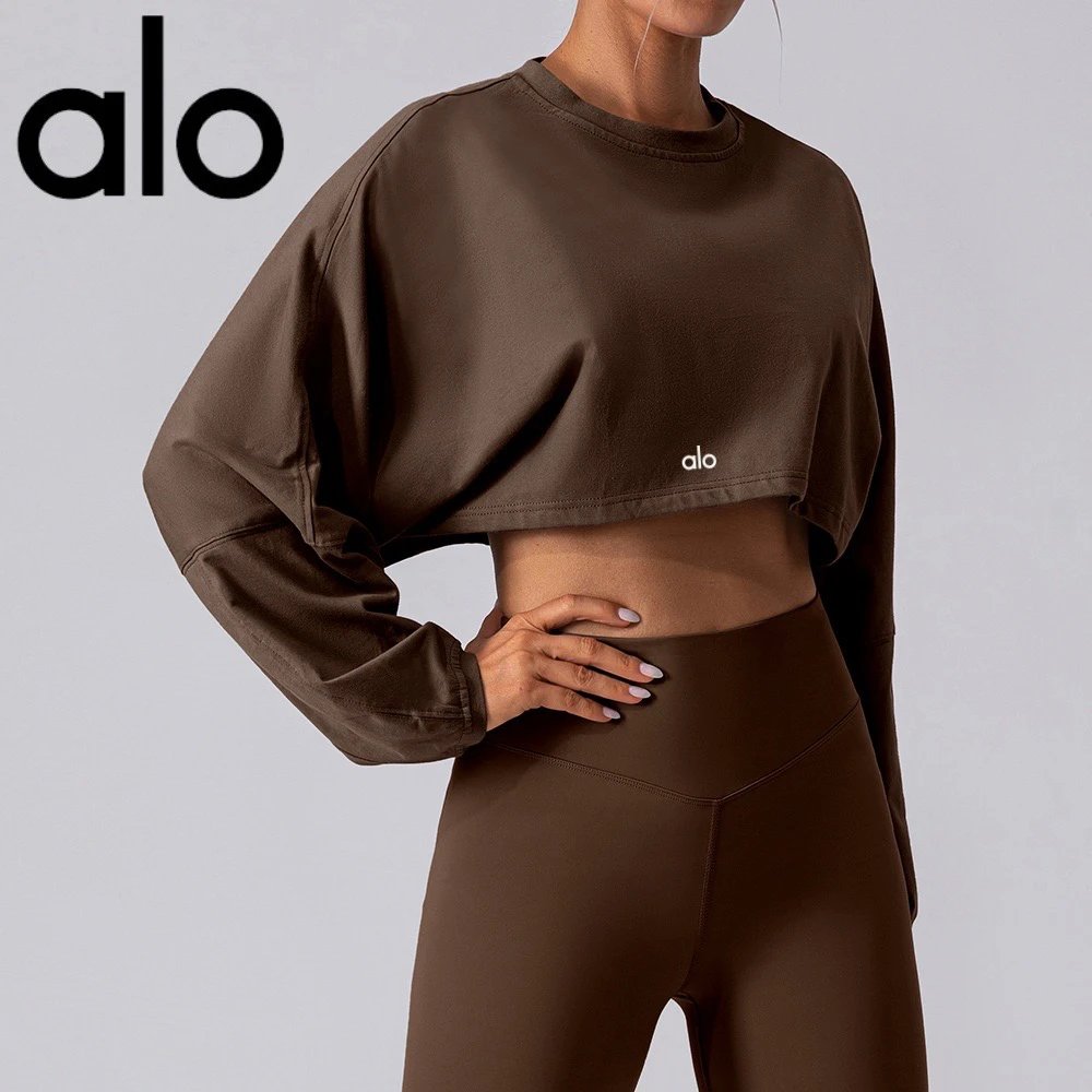 Alo Hoodies & Sweatshirts Cropped crew-neck long-sleeve sweatshirt image 9